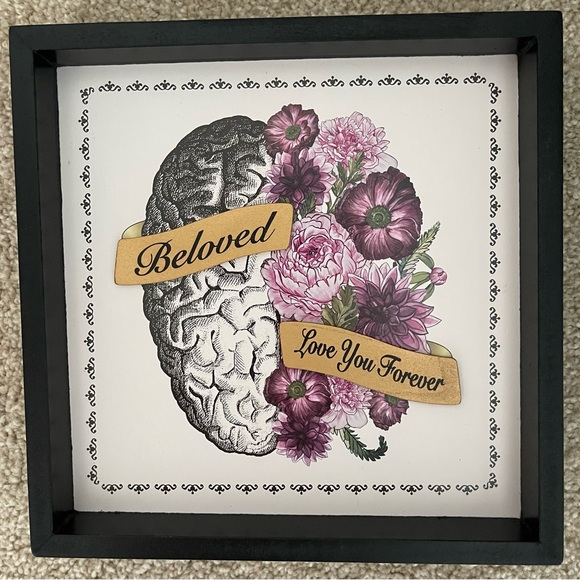 NWT Gothic Beloved Love You Forever 8”x 8” Box Sign Wall Decor Wedding Goth - Picture 2 of 3